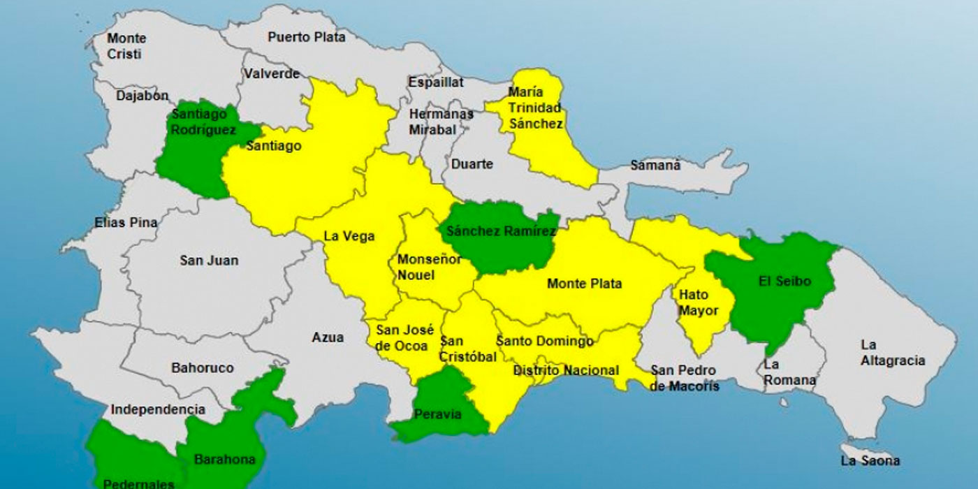 Santo Domingo.- El Centro De Operaciones De Emergencias (coe) Elevó A 11 Las Provincias En Alerta Amarilla Y Mantiene  Cinco En Verde, Mientras Que Reportó  22  Acueductos  Fuera De Servicio Debido A Las  Lluvias Registradas En La últimas Horas Producto D
